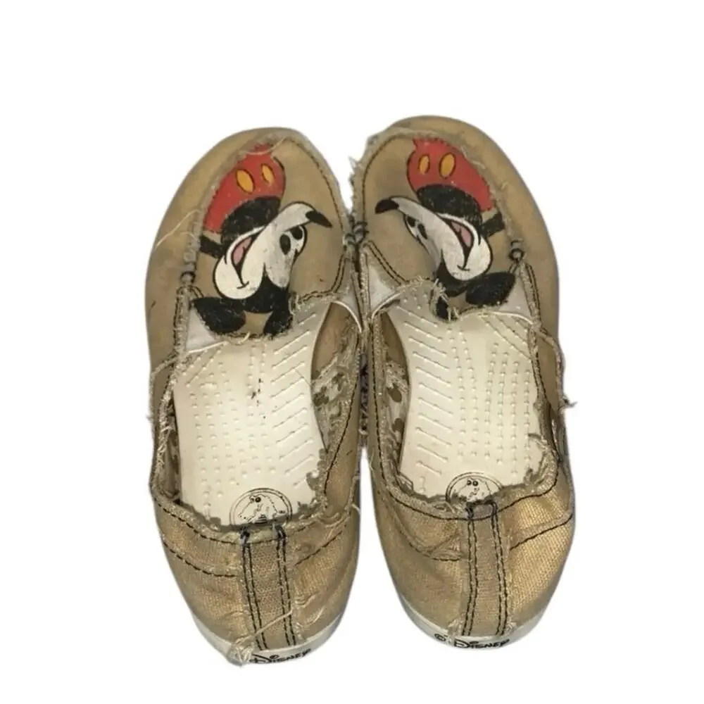 Crocs Mickey Mouse Canvas Slip-On Loafers Disney Tan Shoes